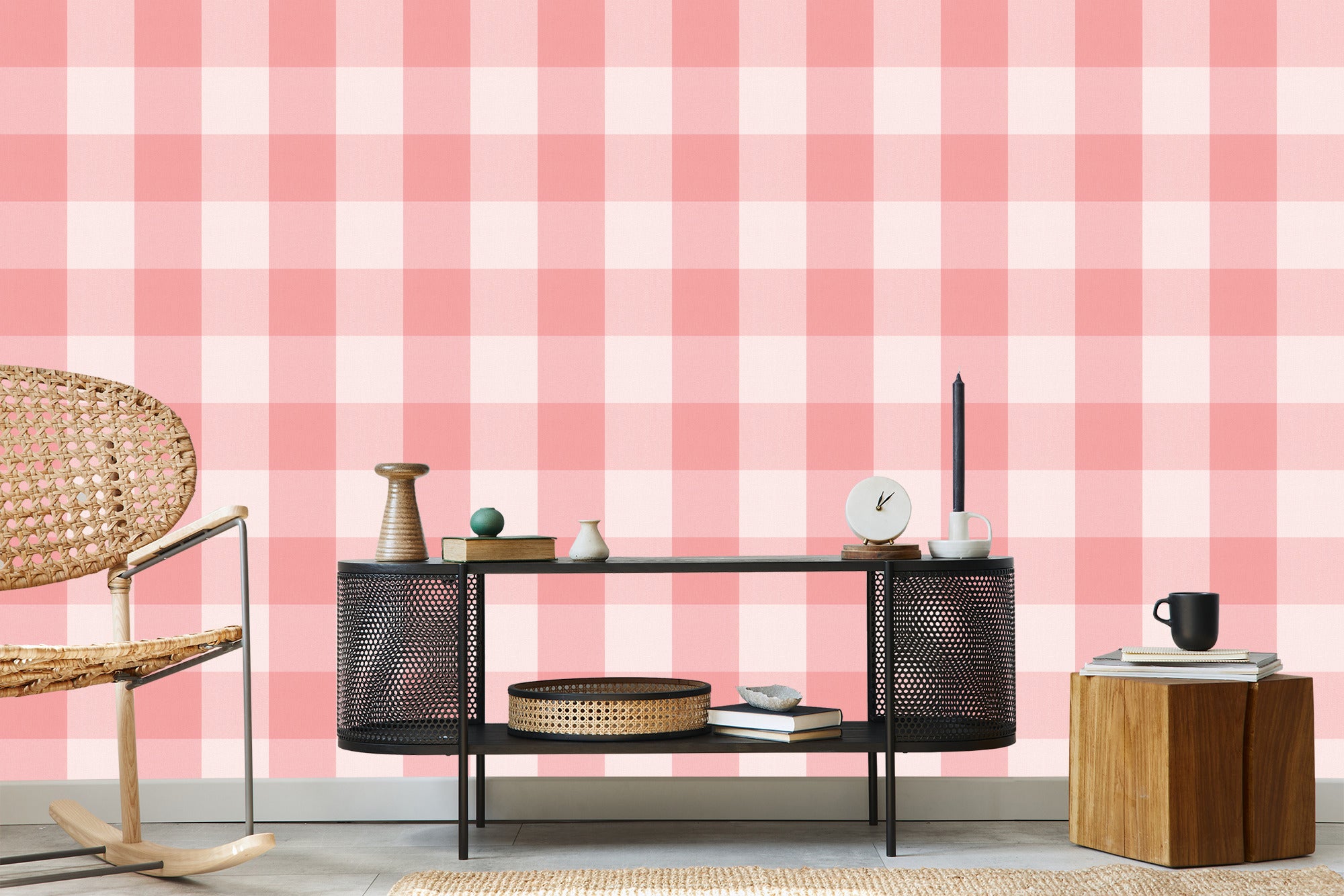 Tapeta Minimalistyczna Krata W Pastelowych Barwach