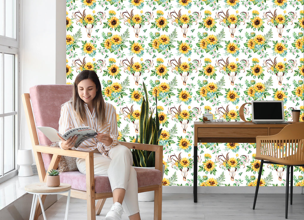 Tapeta Słoneczniki W Stylu Boho