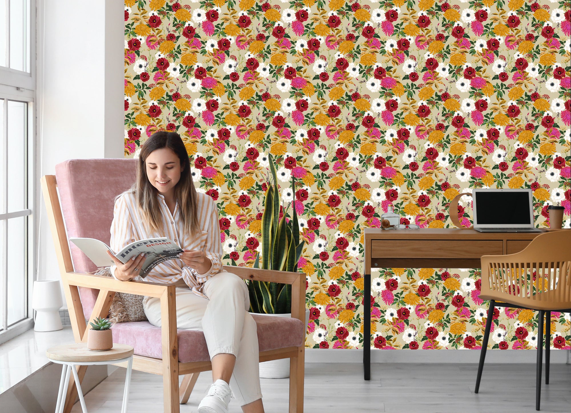 Tapeta Kolorowe Kwiaty W Stylu Retro
