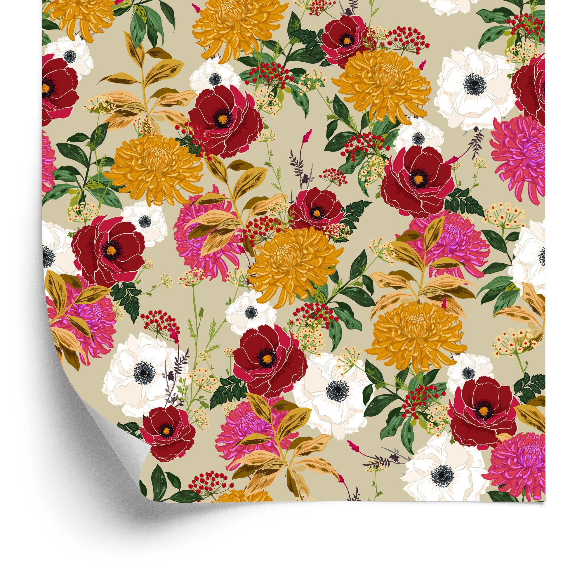 Tapeta Kolorowe Kwiaty W Stylu Retro