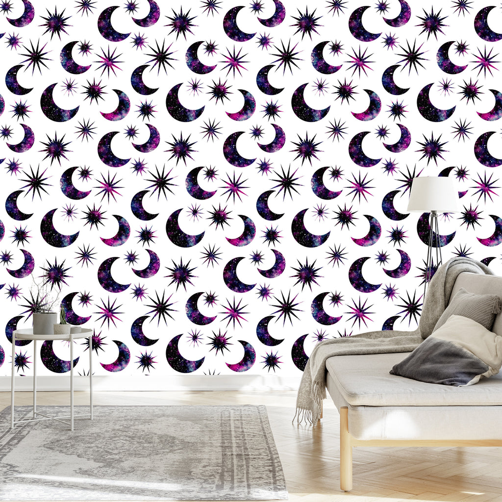 Tapeta Słońce Księżyc W Stylu Galaxy