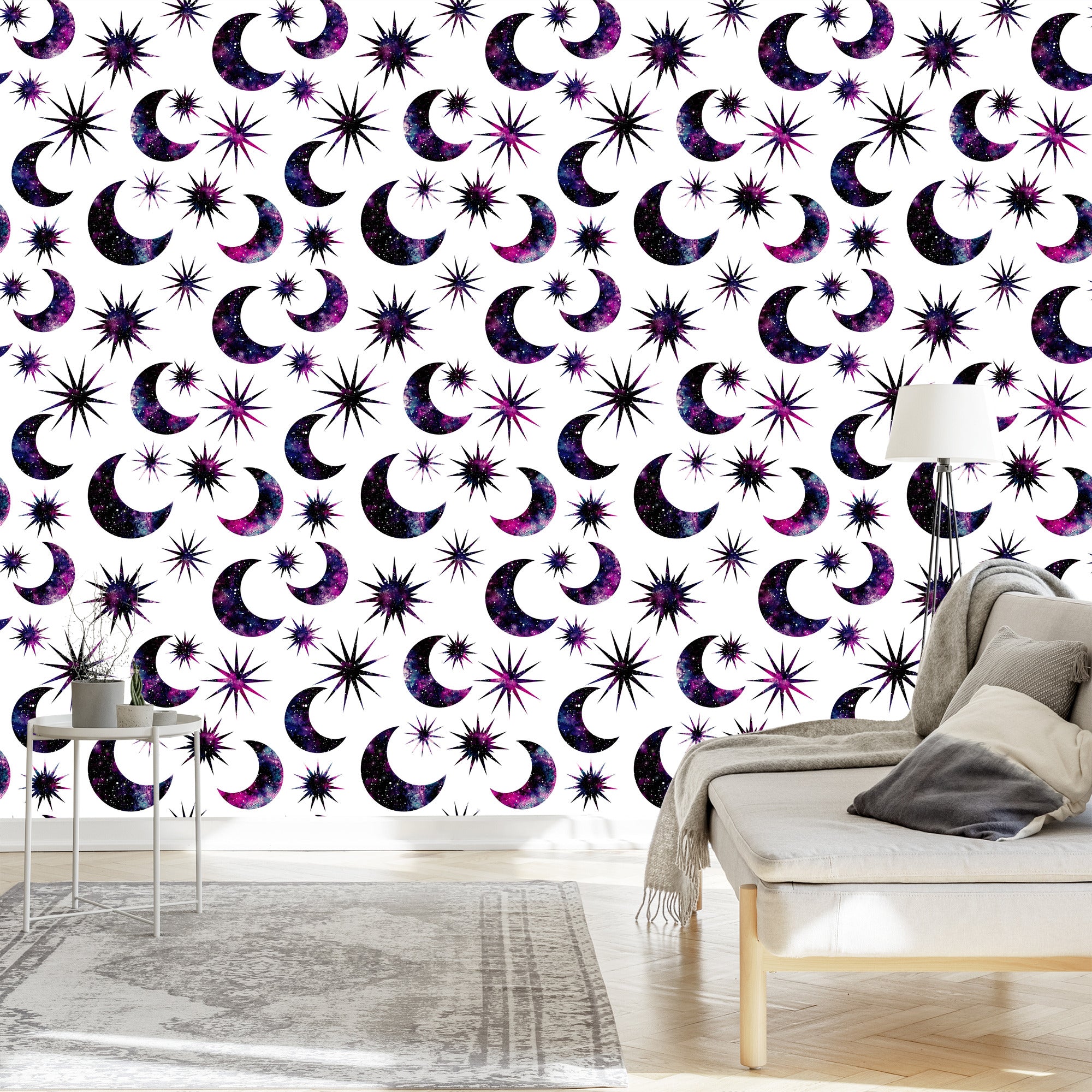 Tapeta Słońce Księżyc W Stylu Galaxy