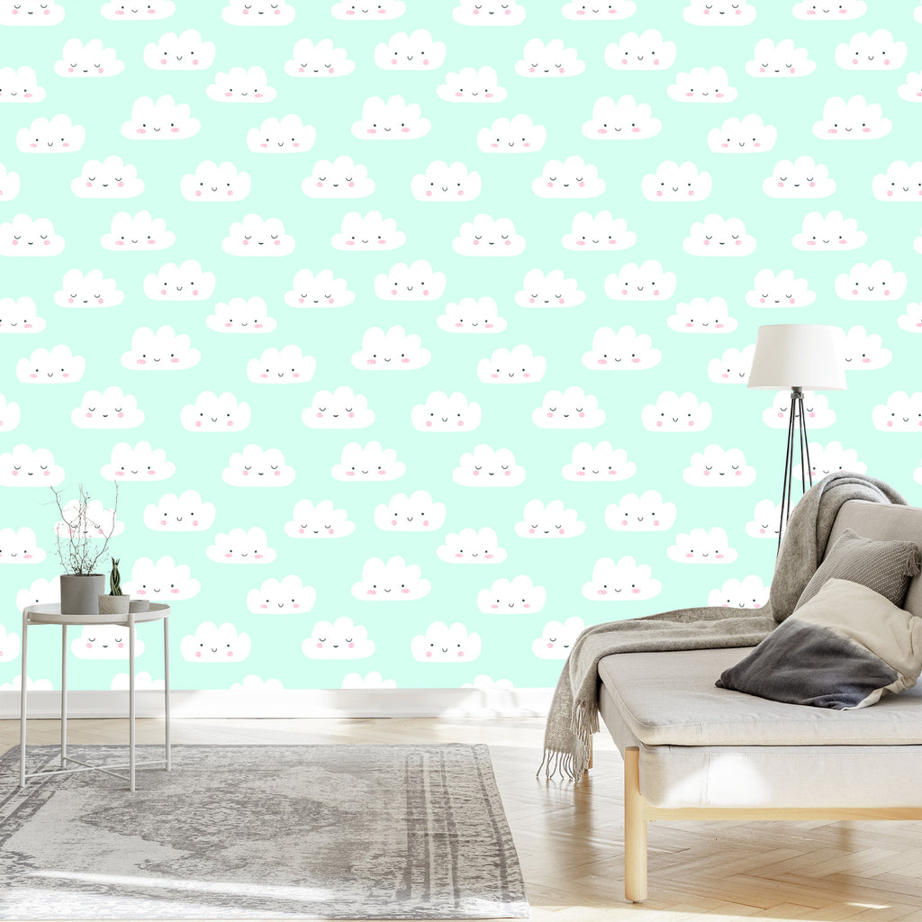 Tapeta Dla Dzieci - Wesołe Chmurki