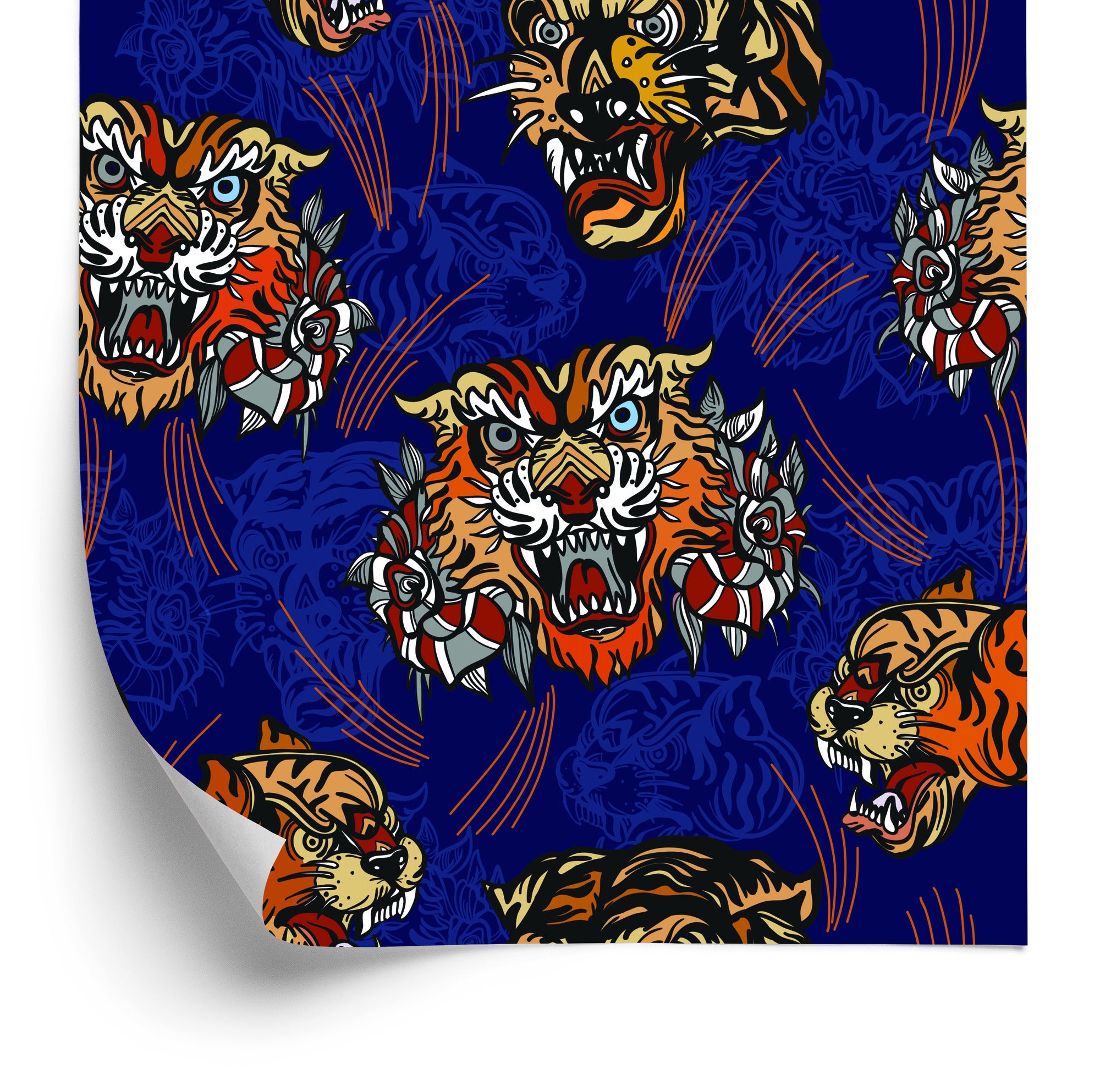 Tapeta Tygrysy W Orientalnym Stylu
